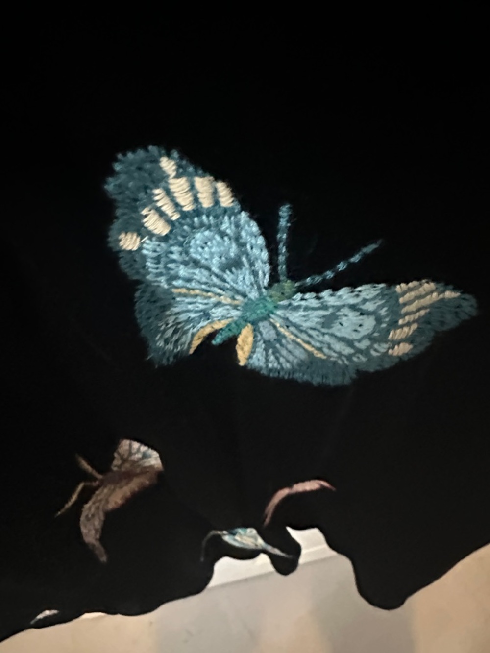Johnny Was Black Velvet pant with Multicolor Butterfly Embroidery - Picture 6 of 6